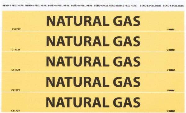 NMC - Pipe Marker with Natural Gas Legend and No Graphic - 3/4 to 1-1/4" Pipe Outside Diam, Black on Yellow - Benchmark Tooling