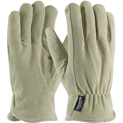 77-289TL/XL Insulated Drivers - Split Cowhide Drivers - Premium - Thinsulate Lining - Beige - Key Thumb - Exact Industrial Supply