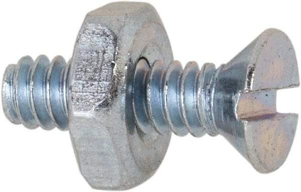 Value Collection - #6-32 UNC, 1/2" OAL Slotted Drive Machine Screw - Flat Head, Grade 2 Steel, Zinc-Plated Finish, Without Washer - Benchmark Tooling