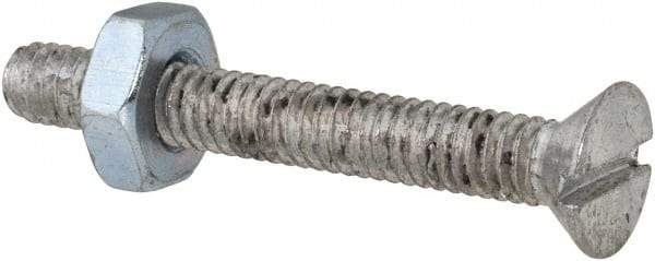 Value Collection - #8-32 UNC, 1-1/4" OAL Slotted Drive Machine Screw - Flat Head, Grade 2 Steel, Zinc-Plated Finish, Without Washer - Benchmark Tooling