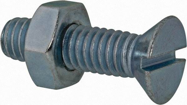 Value Collection - 5/16-18 UNC, 1-1/4" OAL Slotted Drive Machine Screw - Flat Head, Grade 2 Steel, Zinc-Plated Finish, Without Washer - Benchmark Tooling