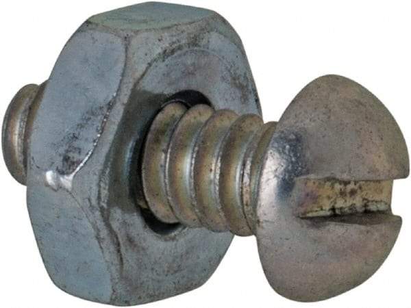Value Collection - #6-32 UNC, 3/8" Length Under Head Slotted Drive Machine Screw - Round Head, Grade 2 Steel, Zinc-Plated Finish, Without Washer - Benchmark Tooling