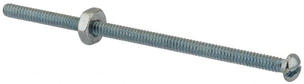 Value Collection - #6-32 UNC, 3" Length Under Head Slotted Drive Machine Screw - Round Head, Grade 2 Steel, Zinc-Plated Finish, Without Washer - Benchmark Tooling