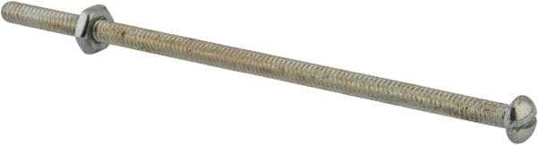 Value Collection - #10-24 UNC, 5" Length Under Head Slotted Drive Machine Screw - Round Head, Grade 2 Steel, Zinc-Plated Finish, Without Washer - Benchmark Tooling