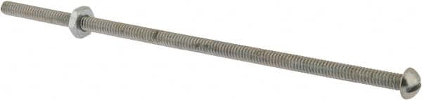 Value Collection - #10-24 UNC, 6" Length Under Head Slotted Drive Machine Screw - Round Head, Grade 2 Steel, Zinc-Plated Finish, Without Washer - Benchmark Tooling