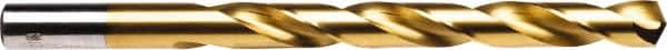 Irwin - 25/64" 135° High Speed Steel Jobber Drill - TiN Finish, Right Hand Cut, Spiral Flute, Straight Shank, 5-1/8" OAL, Split Point - Benchmark Tooling