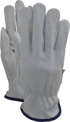 MCR Safety - Size XL (10) Grain Goatskin General Protection Work Gloves - For Work & Driver, Uncoated, Slip-On Cuff, Full Fingered, White, Paired - Benchmark Tooling