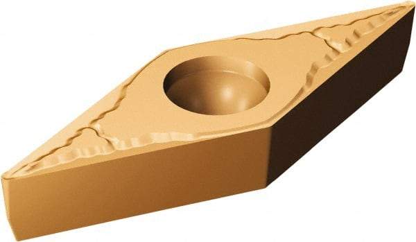 Sandvik Coromant - VBMT331 MM Grade 1125 Carbide Turning Insert - TiCN/Al2O3/TiN Finish, 35° Parallelogram, 3/8" Inscr Circle, 3/16" Thick, 1/64" Corner Radius - Benchmark Tooling