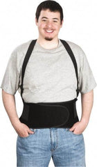 PRO-SAFE - Size M, Hook & Loop, Elastic Nylon Belt with Shoulder Straps - 32 to 38" Waist, 8" Wide, Detachable Strap, Black - Benchmark Tooling