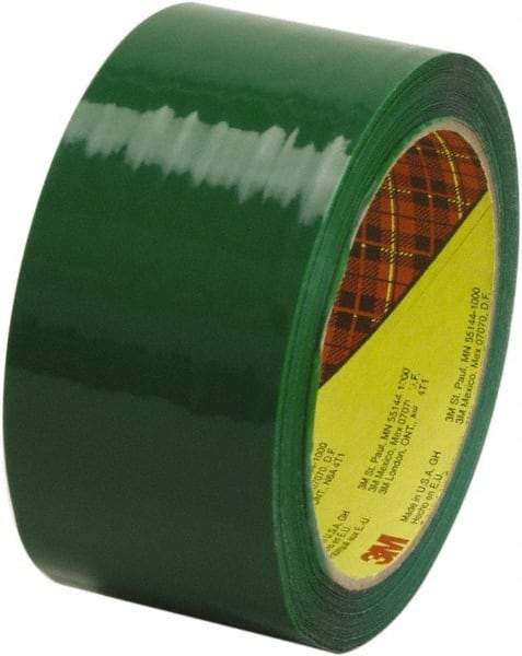 3M - 2" x 55 Yd Green Rubber Adhesive Sealing Tape - Polypropylene Film Backing, 2.5 mil Thick, 60 Lb Tensile Strength, Series 373 - Benchmark Tooling
