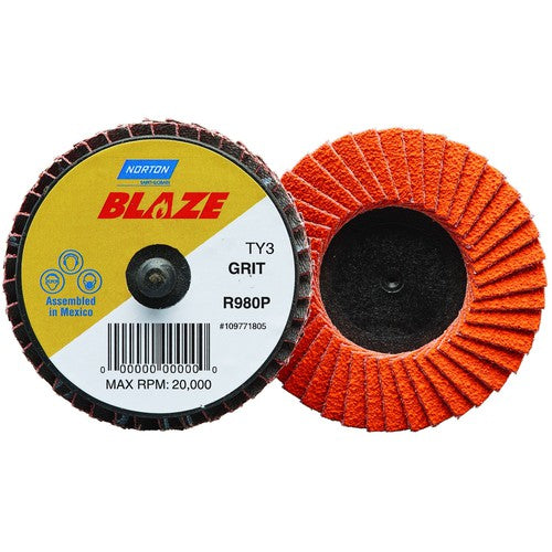 2″ Blaze Plastic Flat Mini Flap Disc TR (Type III) Type 27 120 Grit R980P Premium Ceramic Alumina - Benchmark Tooling