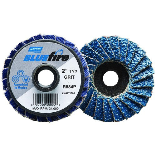 2″ BlueFire Plastic Flat Mini Flap Disc TS (Type II) Type 27 P60 Grit R884P1 Zirconia Alumina - Benchmark Tooling