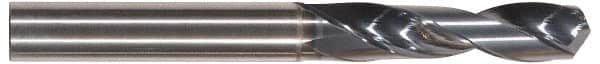 Tungaloy - 3/8" 130° Spiral Flute Solid Carbide Screw Machine Drill Bit - TiAlN Finish, Right Hand Cut, 2.362" Flute Length, 4.133" OAL, Standard Point, Straight Shank - Benchmark Tooling