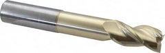 Accupro - 1", 2" LOC, 1" Shank Diam, 7" OAL, 3 Flute, Solid Carbide Square End Mill - Single End, ZrN Finish, Spiral Flute, 37° Helix, Centercutting, Right Hand Cut, Right Hand Flute - Benchmark Tooling