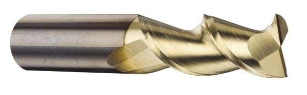 Accupro - 25mm, 38mm LOC, 25mm Shank Diam, 100mm OAL, 2 Flute, Solid Carbide Square End Mill - Single End, ZrN Finish, Spiral Flute, 45° Helix, Centercutting, Right Hand Cut, Right Hand Flute - Benchmark Tooling