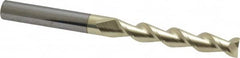 Accupro - 1/4", 1-1/2" LOC, 1/4" Shank Diam, 3" OAL, 2 Flute, Solid Carbide Square End Mill - Single End, ZrN Finish, Spiral Flute, 45° Helix, Centercutting, Right Hand Cut, Right Hand Flute - Benchmark Tooling