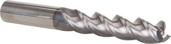 Niagara Cutter - 3/4", 3-1/4" LOC, 3/4" Shank Diam, 6" OAL, 3 Flute, Solid Carbide Square End Mill - Single End, TiCN Finish, Spiral Flute, 45° Helix, Centercutting, Right Hand Cut, Right Hand Flute, Series A345 - Benchmark Tooling