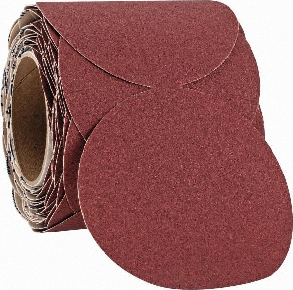 Norton - 5" Diam, 100 Grit Ceramic Adhesive PSA Disc - Medium Grade, Maroon, F Weighted Backing, Flexible - Benchmark Tooling