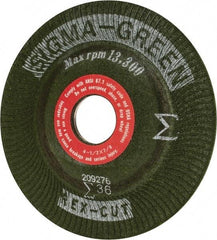 Rex Cut Product - 36 Grit, 4-1/2" Wheel Diam, 7/8" Arbor Hole, Type 27 Depressed Center Wheel - Ceramic, 13,300 Max RPM, Compatible with Angle Grinder - Benchmark Tooling