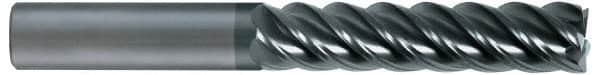 SGS - 1", 5 Flute, Single End, Solid Carbide, 0.06" Corner Radius End Mill - 4" OAL, 45° Helix, Right Hand Flute, 1-1/2" LOC, Right Hand Cut - Benchmark Tooling