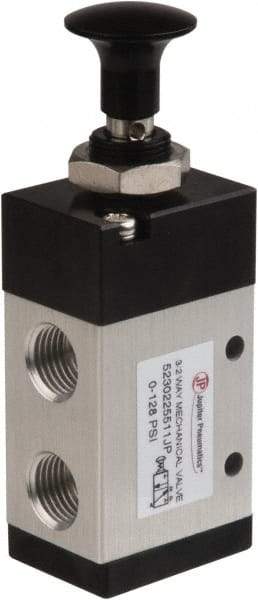 PRO-SOURCE - 1/4" NPT Mechanically Operated Air Valve - 3 Way, 2 Position, Push-Pull/Manual, 0.98 CV Rate & 127.98 Max psi - Benchmark Tooling