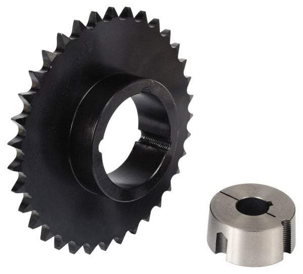 Browning - 24 Teeth, 1" Chain Pitch, Chain Size 80, TB Bushed Sprocket - 7.661" Pitch Diam, 8.2" Outside Diam - Benchmark Tooling