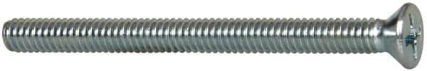 Value Collection - #8-32 UNC, 2" OAL Phillips Drive Machine Screw - Flat Head, Grade 2 Steel, Zinc-Plated Finish, Without Washer - Benchmark Tooling