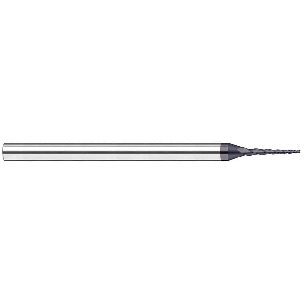 Tapered End Mill: 5 ° per Side, 3/32″ Small Dia, 3 Flutes, Solid Carbide, Square End 1/4″ Shank Dia, 4″ OAL, AlTiN Nano Finish, Series Miniature End Mills - Tapered - Square