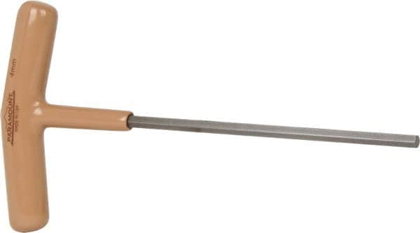 Paramount - 4mm Hex, T-Handle Cushion Grip, Hex Key - 6" OAL, Steel, Metric System of Measurement - Benchmark Tooling