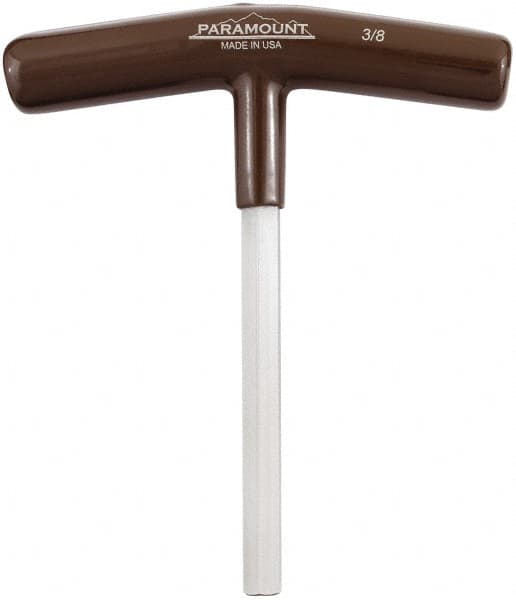 Paramount - 3/8" Hex, T-Handle Cushion Grip, Hex Key - 6" OAL, Steel, Inch System of Measurement - Benchmark Tooling