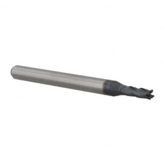 Accupro - 0.08", 0.12" LOC, 1/8" Shank Diam, 1-1/2" OAL, 4 Flute, Solid Carbide Square End Mill - Single End, AlTiN Finish, Spiral Flute, 30° Helix, Centercutting, Right Hand Cut, Right Hand Flute, Series Miniature - Benchmark Tooling