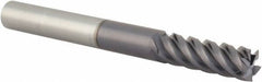 Value Collection - 1/4", 3/4" LOC, 1/4" Shank Diam, 2-1/2" OAL, 5 Flute, Solid Carbide Square End Mill - Single End, TiAlN Finish, Spiral Flute, 45° Helix, Right Hand Cut, Right Hand Flute - Benchmark Tooling