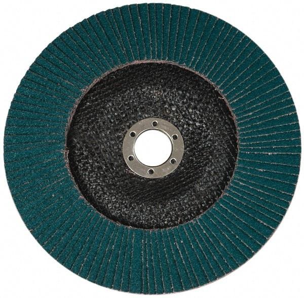 3M - 120 Grit, 7" Disc Diam, 7/8" Center Hole, Type 27 Zirconia Alumina Flap Disc - Cloth Backing, Arbor Attaching System, Coated - Benchmark Tooling