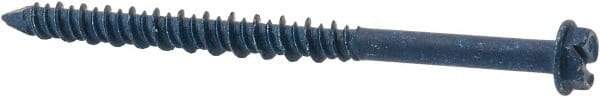 Elco - 3/16" Diam, 2-3/4" Length Under Head, Hex Drive, Concrete Screw & Masonry Fastener - Steel, Blue StalGard Finish, Includes 5/16" Drill Bit - Benchmark Tooling