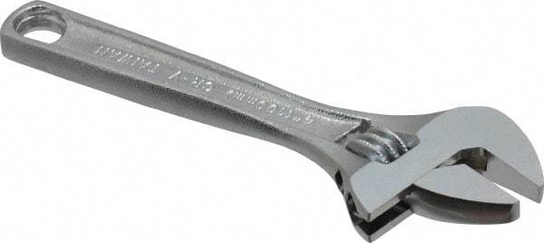 Paramount - 1/2" Jaw Capacity, 4" Standard Adjustable Wrench - Chrome Vanadium Steel, Chrome Finish - Benchmark Tooling