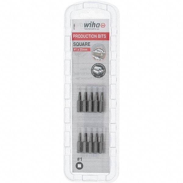 Wiha - 1/4" Drive, #1 Square Screwdriver Bit - 1" OAL - Benchmark Tooling