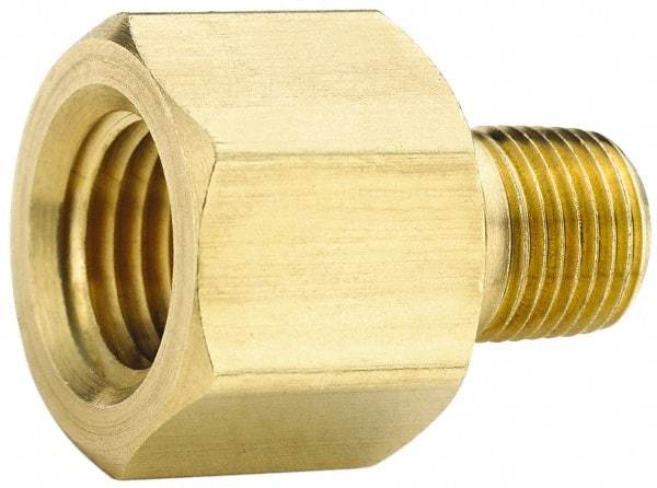 Parker - 1/2 Male Thread x 1/2 Female Thread, Brass Industrial Pipe Adapter - MNPTF x FNPTF, 1,000 psi - Benchmark Tooling