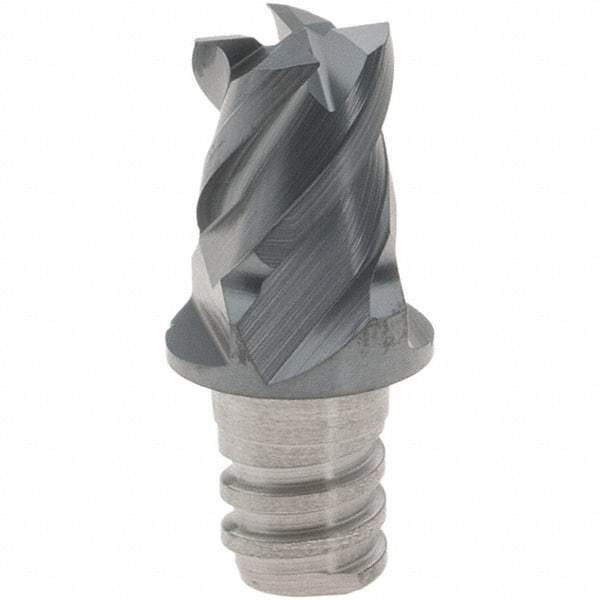 Iscar - MM EC Grade IC908 Carbide End Milling Tip Insert - TiAlN Finish, 4 Flutes, 6mm Cutting Diam, 5mm Depth of Cut, 10mm Extension, 45° Helix - Benchmark Tooling