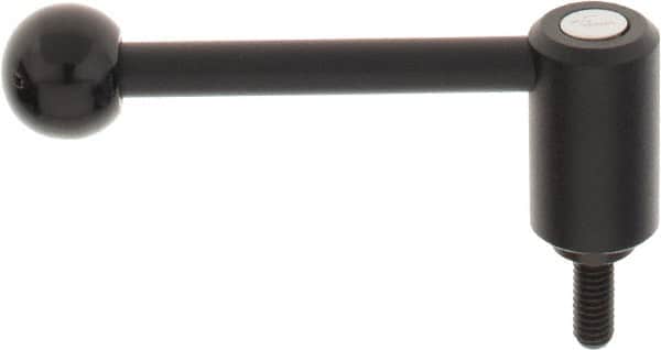 KIPP - 5/16-18, 0.94" Hub Diam, Steel Threaded Stud Adjustable Tension Lever with 0° Handle - 0.78" Stud Length, 3.62" OAL, 1.46" High - Benchmark Tooling