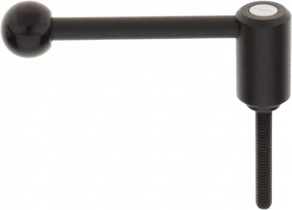 KIPP - 5/16-18, 0.94" Hub Diam, Steel Threaded Stud Adjustable Tension Lever with 0° Handle - 1.97" Stud Length, 3.62" OAL, 1.46" High - Benchmark Tooling