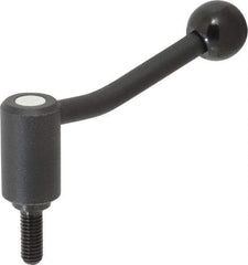 KIPP - 3/8-16, 0.94" Hub Diam, Steel Threaded Stud Adjustable Tension Lever with 20° Handle - 0.98" Stud Length, 3.46" OAL, 2.3" High - Benchmark Tooling
