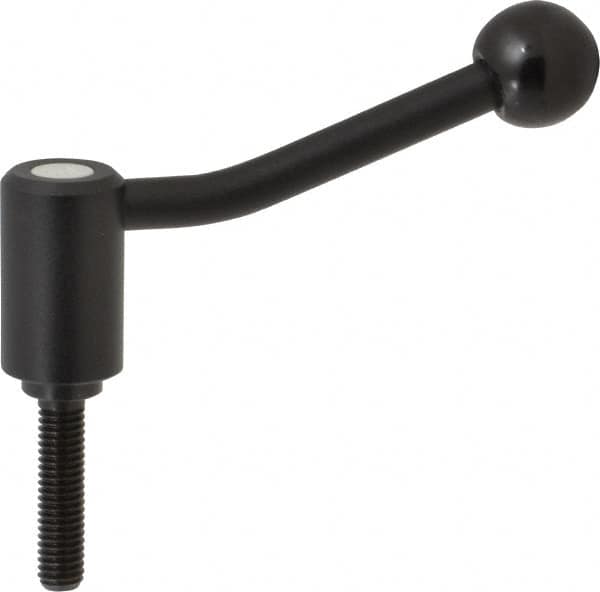 KIPP - 3/8-16, 0.94" Hub Diam, Steel Threaded Stud Adjustable Tension Lever with 20° Handle - 1.57" Stud Length, 3.46" OAL, 2.3" High - Benchmark Tooling
