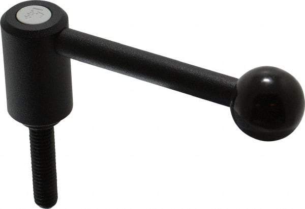 KIPP - 3/8-16, 0.94" Hub Diam, Steel Threaded Stud Adjustable Tension Lever with 0° Handle - 1.57" Stud Length, 3.62" OAL, 1.46" High - Benchmark Tooling