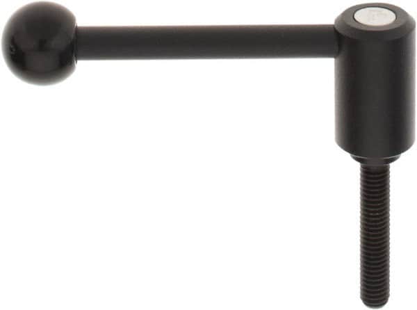 KIPP - 3/8-16, 0.94" Hub Diam, Steel Threaded Stud Adjustable Tension Lever with 0° Handle - 1.97" Stud Length, 3.62" OAL, 1.46" High - Benchmark Tooling
