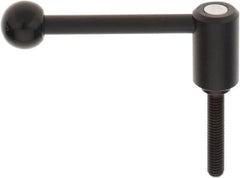 KIPP - 3/8-16, 0.94" Hub Diam, Steel Threaded Stud Adjustable Tension Lever with 0° Handle - 1.97" Stud Length, 3.62" OAL, 1.46" High - Benchmark Tooling