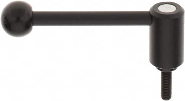 KIPP - M8 x 1.25, 0.94" Hub Diam, Steel Threaded Stud Adjustable Tension Lever with 0° Handle - 0.98" Stud Length, 3.62" OAL, 1.46" High - Benchmark Tooling