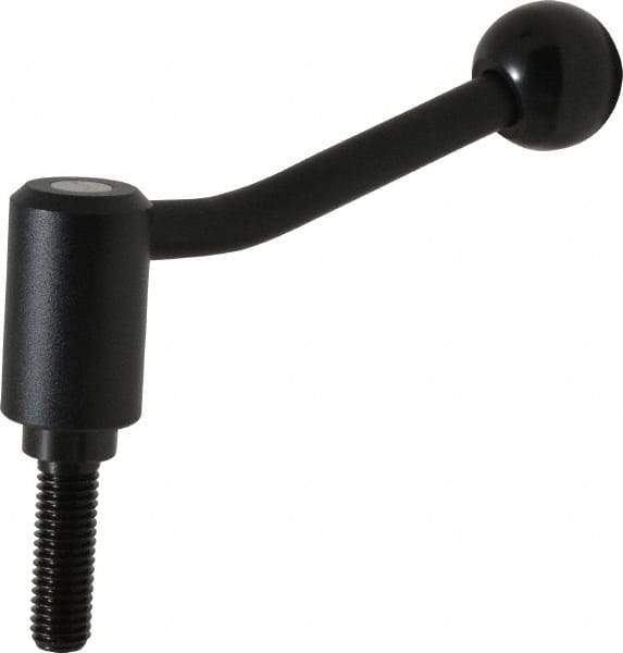 KIPP - 1/2-13, 1.1" Hub Diam, Steel Threaded Stud Adjustable Tension Lever with 20° Handle - 1.57" Stud Length, 4.17" OAL, 2.7" High - Benchmark Tooling