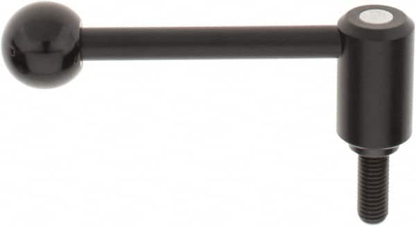 KIPP - M12 x 1.75, 1.1" Hub Diam, Steel Threaded Stud Adjustable Tension Lever with 0° Handle - 1.18" Stud Length, 4.37" OAL, 1.65" High - Benchmark Tooling