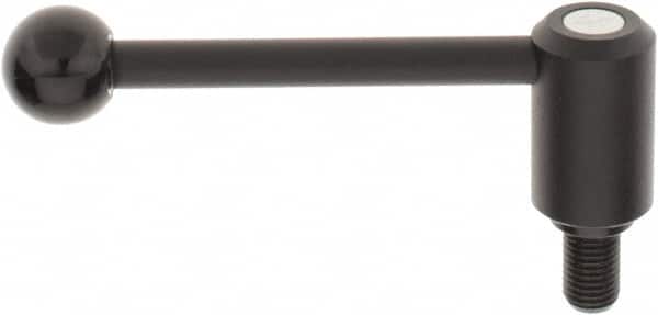 KIPP - M16 x 2.0, 1.3" Hub Diam, Steel Threaded Stud Adjustable Tension Lever with 0° Handle - 0.98" Stud Length, 5.3" OAL, 1.85" High - Benchmark Tooling