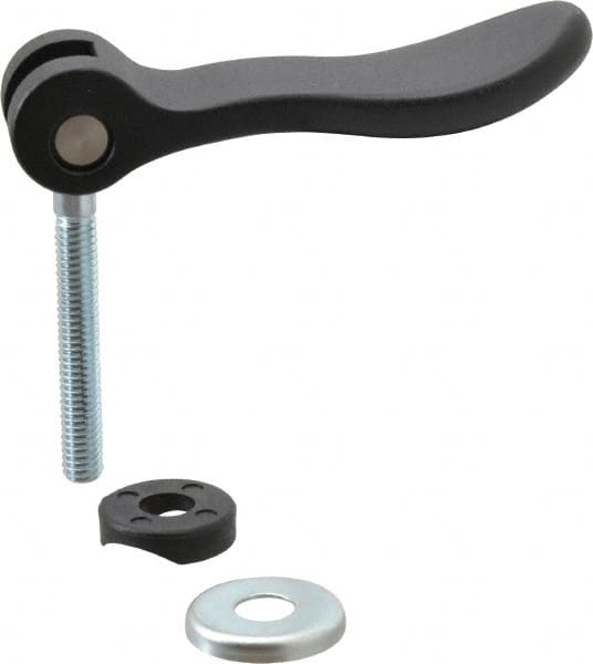 KIPP - 5/16-18, 0.94" Hub Diam, Black Powder Coat Cast Aluminum Adjustable Clamping Handle - 1.96" Stud Length - Benchmark Tooling